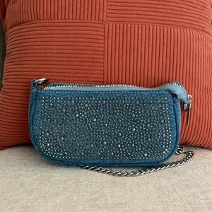 SHEIN Denim Studded Wristlet with Chain